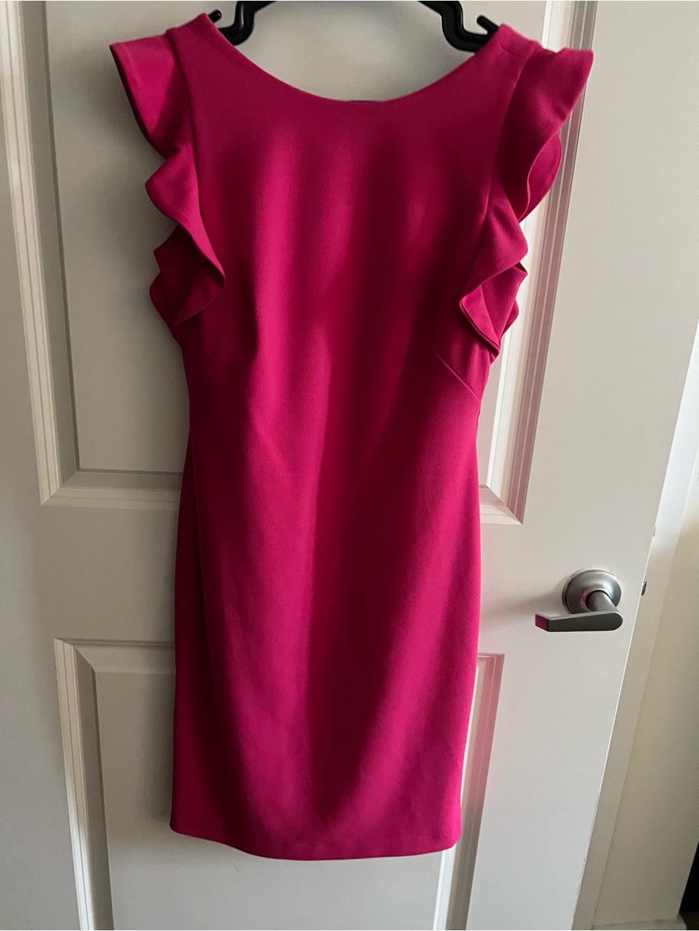 Calvin Klein Fuchsia Ruffle-Sleeve Sheath Dress